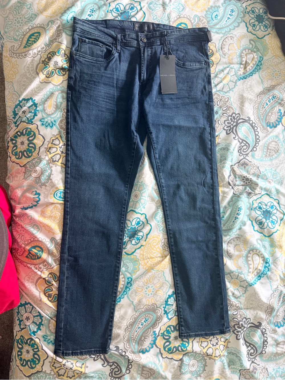 Slim Fit Men's Jeans in Mid-Dark Blue Premium Stretch 34x32